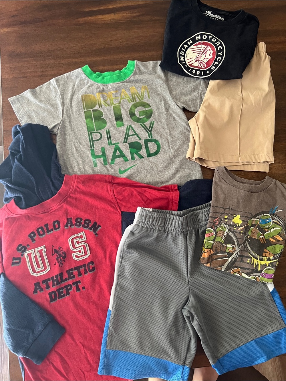 Mixed Kids Clothing Bundle - Nike Grey/Green Tee + U.S. Polo Red Top + Shorts